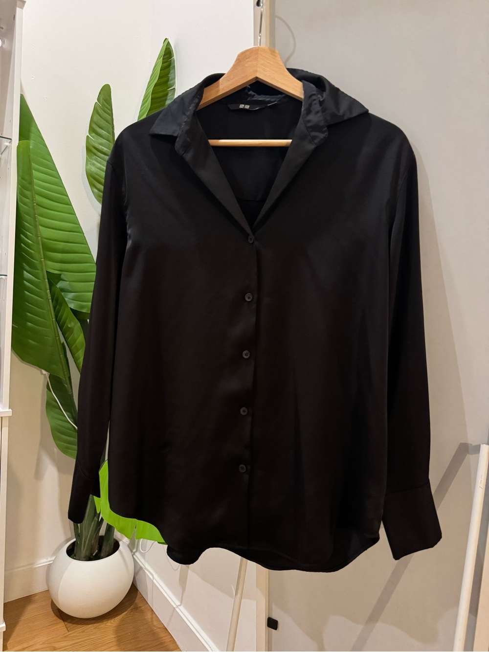 New Black Satin Shirt